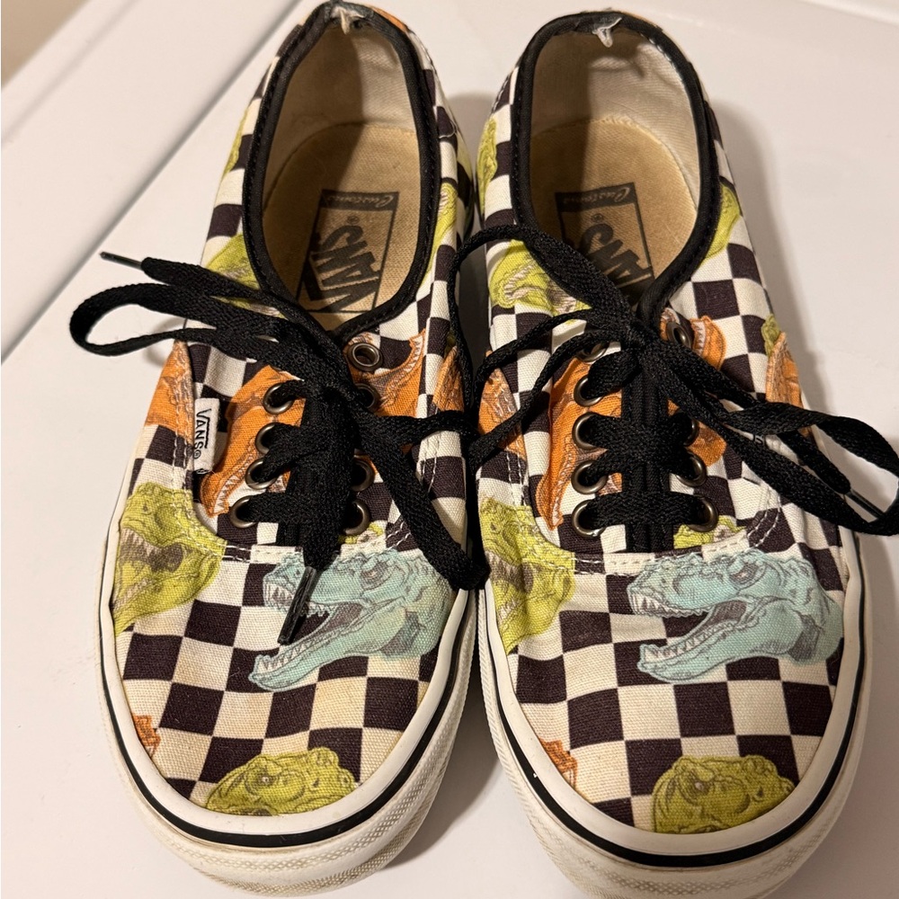 Vans Custom Checkered Dinosaur Shoes